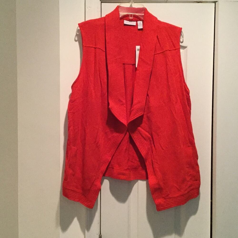 Chicos weekend wear red cotton poly vest NWT